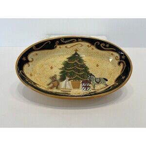 Lang Earthenware “The Night Before Christmas” Oblong Servings Dish 2001 Winget